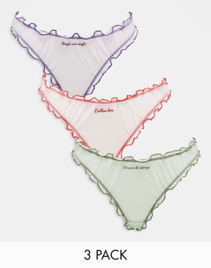 Monki 3-pack mesh stringtrosor i lila, grön och rosa multi