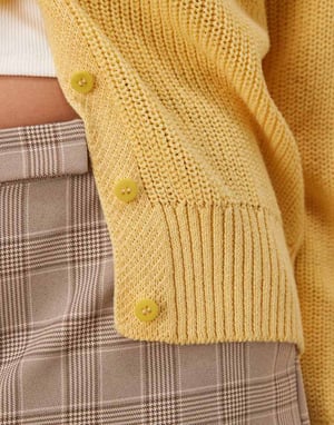 ASOS DESIGN knitted raglan cardigan in buttermilk yellow