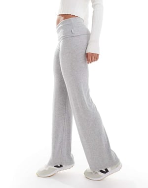 Cotton On sleep recovery roll waist pant in grey marle rib