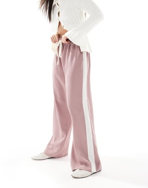 ASOS DESIGN pull on trousers with contrast panel in pink