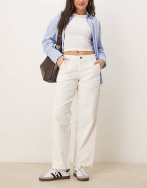 Dickies duck canvas trousers in washed off white
