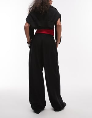 Topshop linen balloon trouser in black
