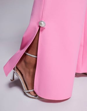 ASOS LUXE koord slim fit skräddarsydd byxa med utsmyckad knapprad i rosa