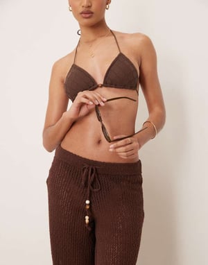 Abercrombie & Fitch swim sheer knitted trouser in brown