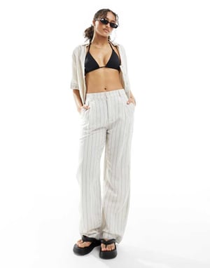 Lindex Ragna co-ord linen blend beach relaxed trouser in beige