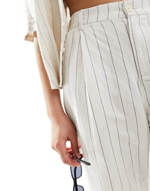 Lindex Ragna co-ord linen blend beach relaxed trouser in beige