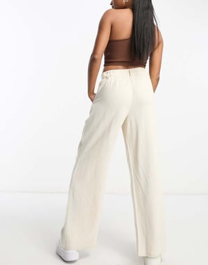 ASOS DESIGN Petite vida byxor med vid ben och linne i sten