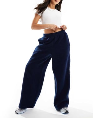 ASOS DESIGN borg trouser co-ord in navy - NAVY