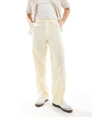 ASOS DESIGN smart breda byxor i dammig gul
