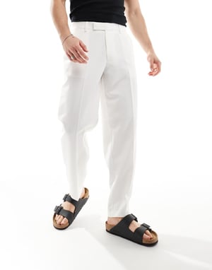 ASOS DESIGN smart oversized tapered byxor i vitt