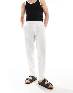ASOS DESIGN smart oversized tapered byxor i vitt