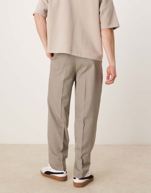 ASOS DESIGN smart oversized tapered byxor i brun mikrocheck