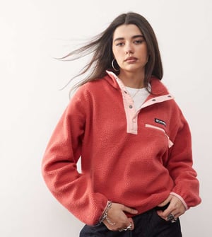 Columbia Helvetia II cropped half snap fleece in dare devil, pink sand