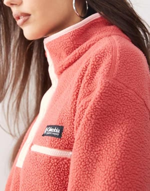Columbia Helvetia II cropped half snap fleece in dare devil, pink sand