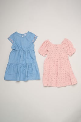2-Pack Floral Print and Chambray Dresses