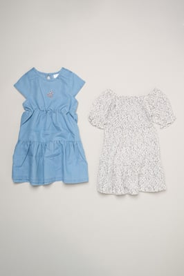 2-Pack Floral Print and Chambray Dresses