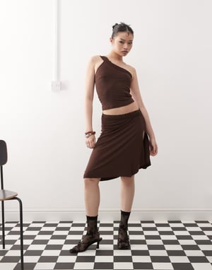 Motel Laudine midi co-ord skirt in bitter chocolate