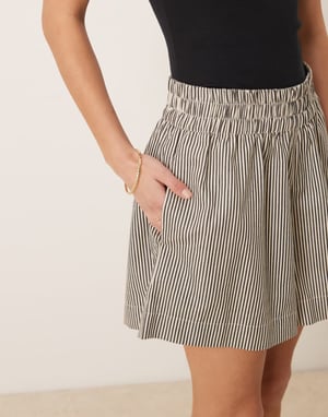 ASOS DESIGN A-line pull on shorts co-ord in mono stripe
