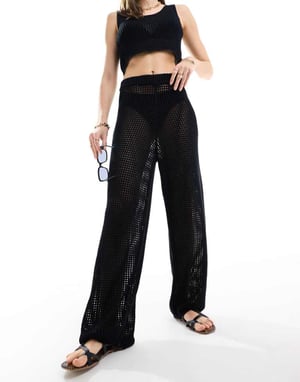 JJXX co-ord crochet trousers in black