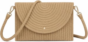 Ladies Minimalist Envelope Crossbody Bag, Woven Straw Clutch Bag in Beige
