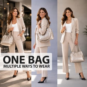 Women's Handbag Multi Pocket Tote Shoulder Bag in Metallic