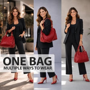 Women's Handbag Multi Pocket Tote Shoulder Bag in Red