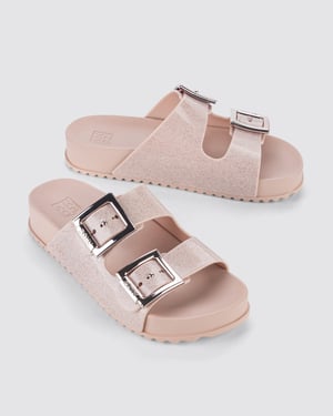 Zaxy Womens Partner Slide New Ad Glitter Nude