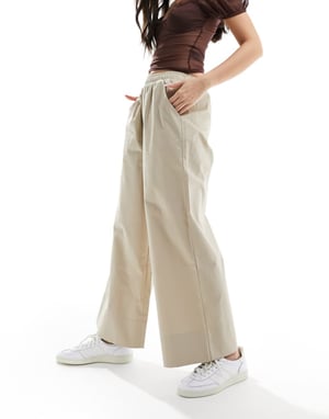 ASOS DESIGN byxor med vida ben i stenfärg