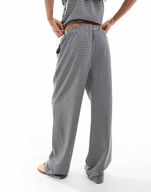 Återvunnen Vintage byxa med gummiband i gingham