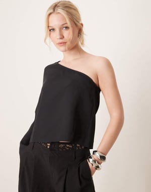 Vila one shoulder top in black