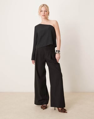 Vila one shoulder top in black