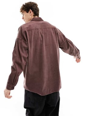 COLLUSION tvättad twill oversize-skjorta i rostbrun