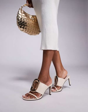 ASOS DESIGN Nought ring detail high heeled sandals in cream