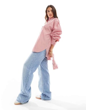 ASOS DESIGN oversized skjorta i rödrandig