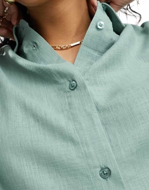 ASOS DESIGN avslappnad skjorta i linne i grön