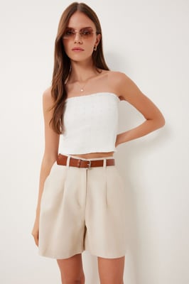 Hög midja bälte vid ben shorts