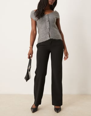 Gina Tricot tailored straight leg trousers in black