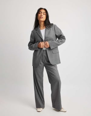NA-KD straight leg tailored trouser co-ord in grey stripe