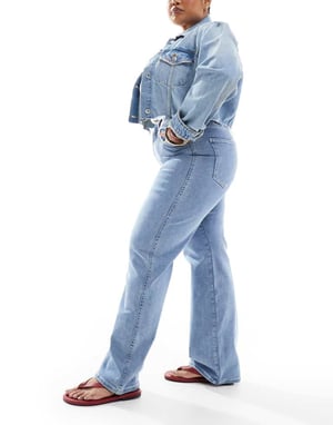 Dr Denim Plus Moxy straight leg jeans in cape light plain wash