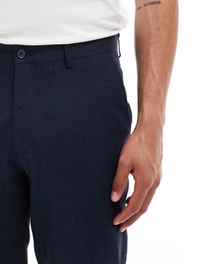 Jack & Jones Premium linneblandning avslappnad kostymbyxa i marinblå