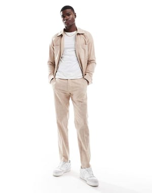 Jack & Jones Premium linneblandning casual kostymbyxor i beige