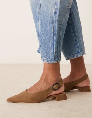 ASOS DESIGN Leonora slingback ballerina i taupe suedette