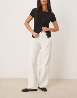 Gina Tricot baggy fit jeans in off white