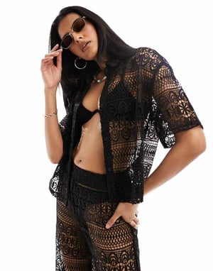 Miss Selfridge strandspetskort topp i svart