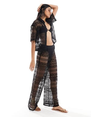 Miss Selfridge strandspetskort topp i svart