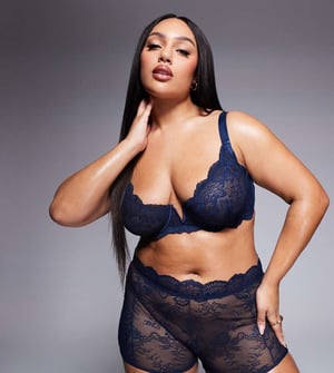 ASOS DESIGN Curve Ashley lace underwired bra in navy
