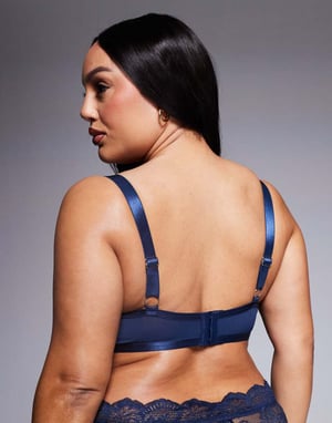 ASOS DESIGN Curve Ashley lace underwired bra in navy