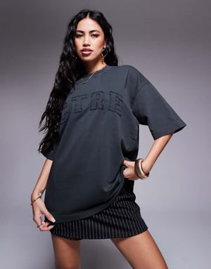 The Couture Club oversized logo t-shirt in grey