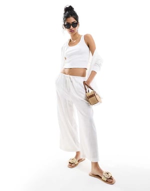 ASOS DESIGN linne culottes i vitt