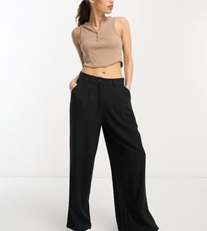 ASOS DESIGN Petite vida byxor med linne i svart